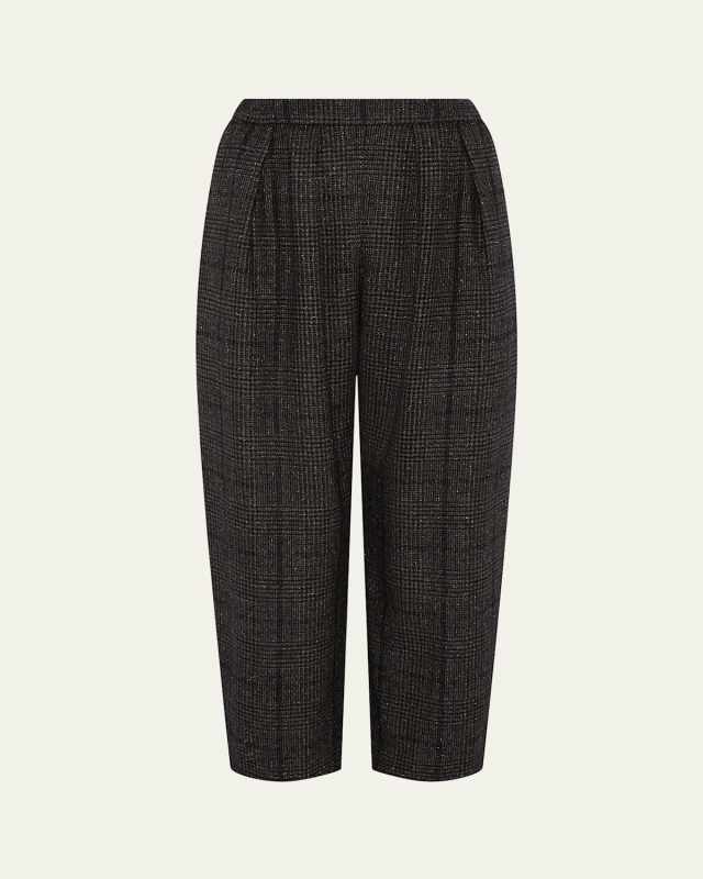 Cropped Flat Front Pleated Trousers